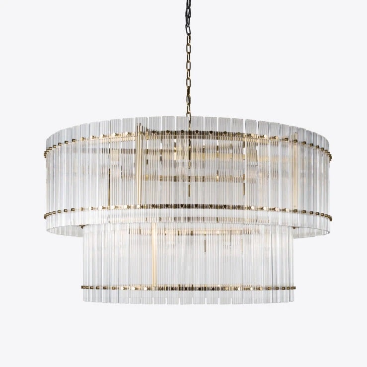 Pure White Lines Grande Double San Francisco Chandelier