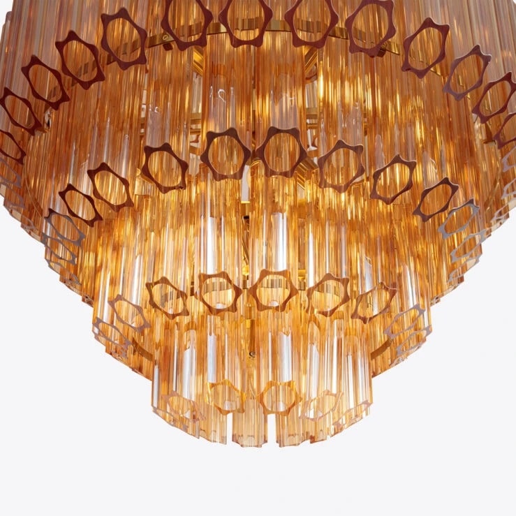 Pure White Lines Amber Grande Palermo Chandelier