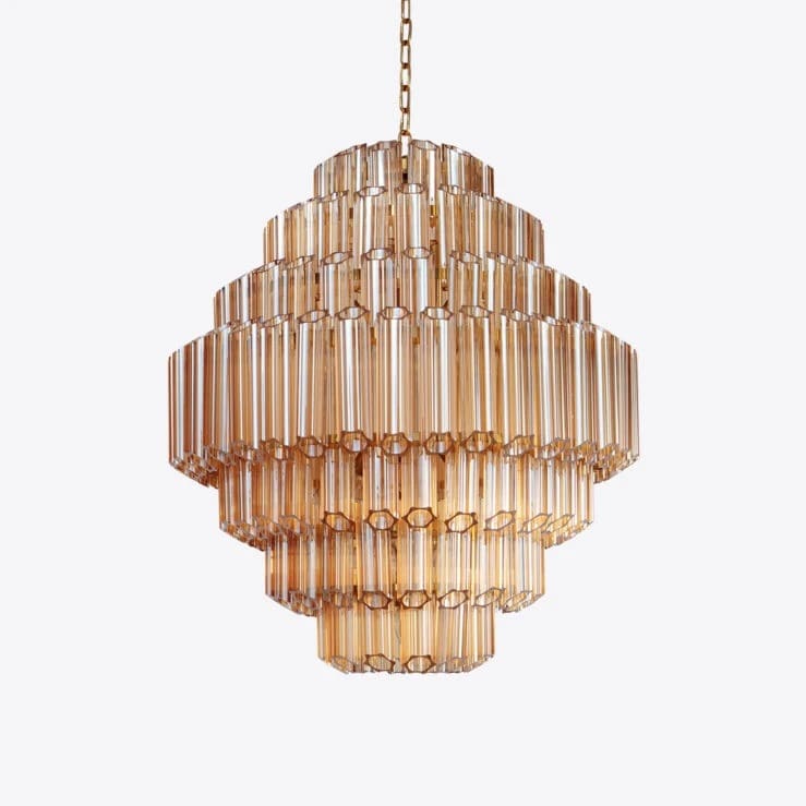 Pure White Lines Amber Grande Palermo Chandelier