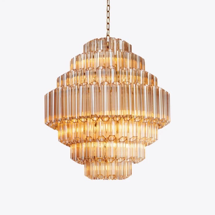 Pure White Lines Amber Grande Palermo Chandelier