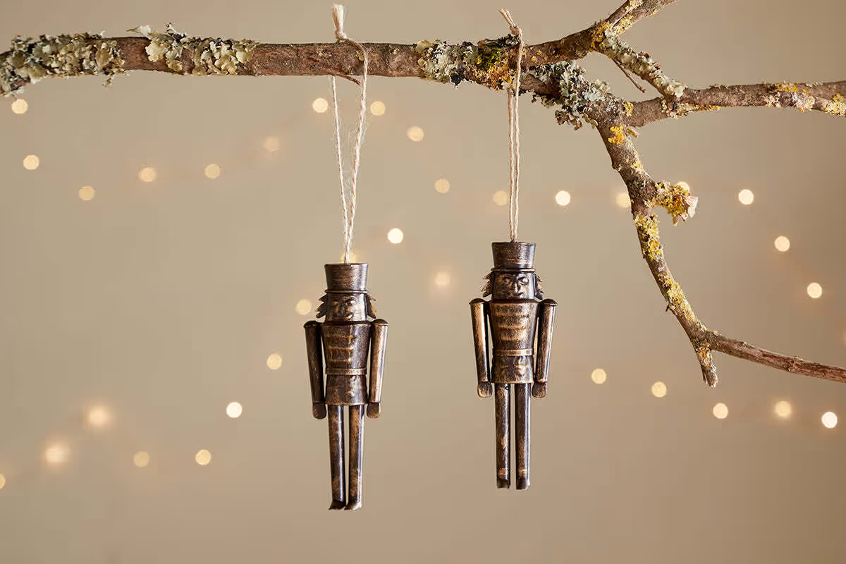 Nkuku - Imay Nutcracker Baubles - Antique Brass (Set of 2)