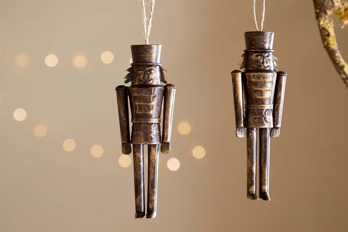 Nkuku - Imay Nutcracker Baubles - Antique Brass (Set of 2)