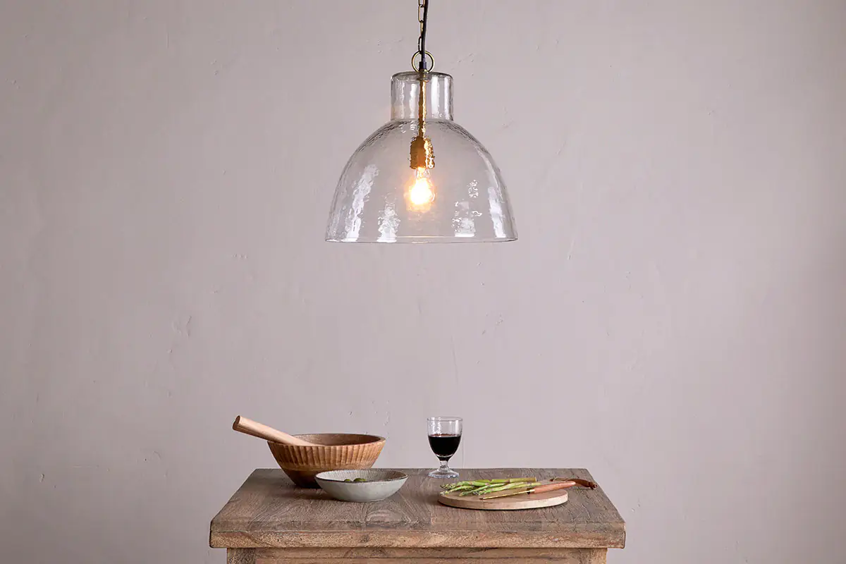 Nkuku - Inayah Recycled Glass Pendant Light - Clear