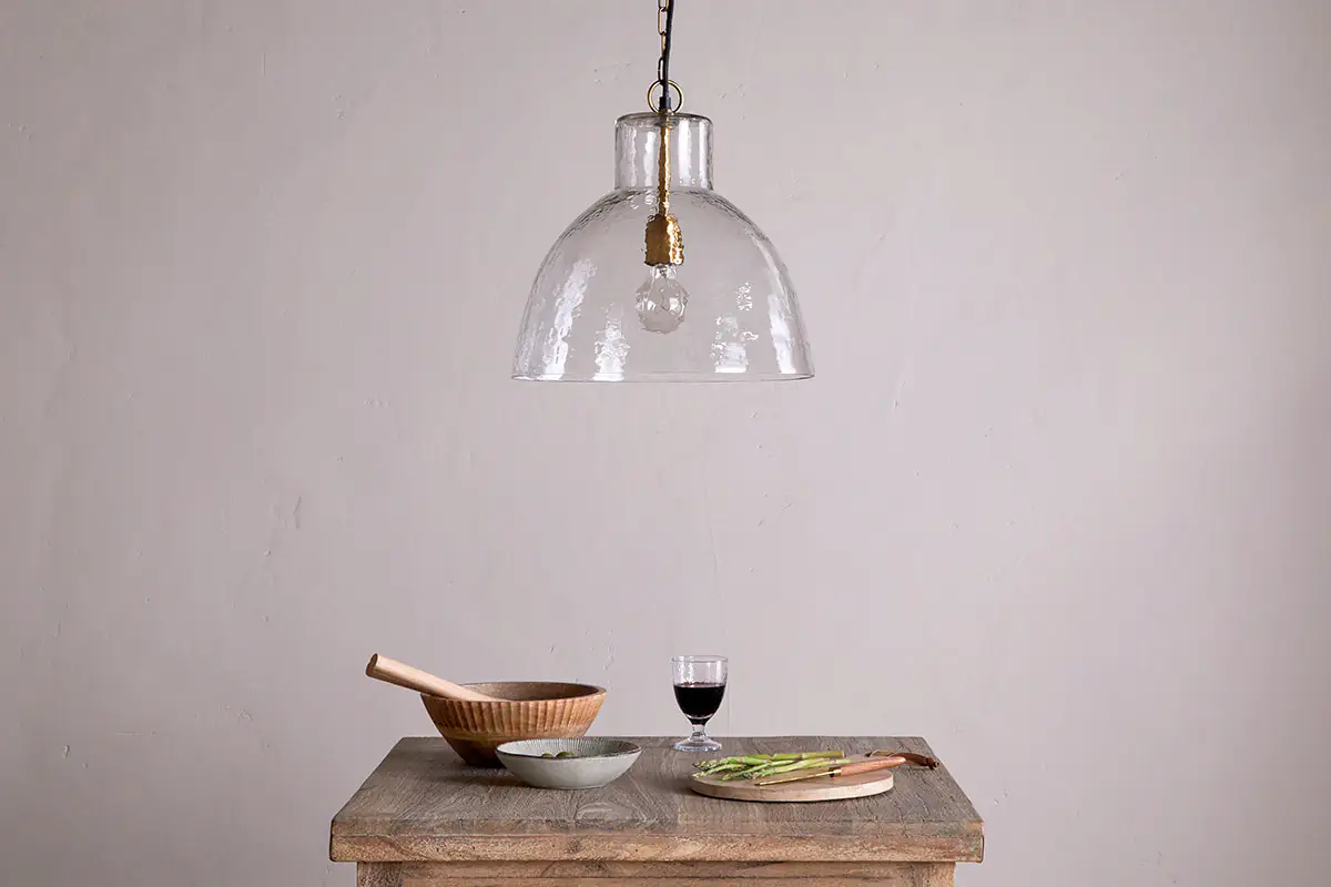 Nkuku - Inayah Recycled Glass Pendant Light - Clear