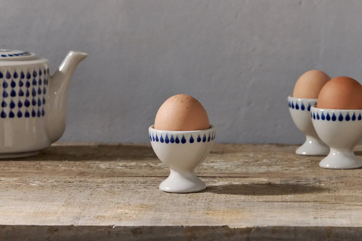 Nkuku - Indigo Drop Egg Cups - Cream & Indigo (Set of 2)