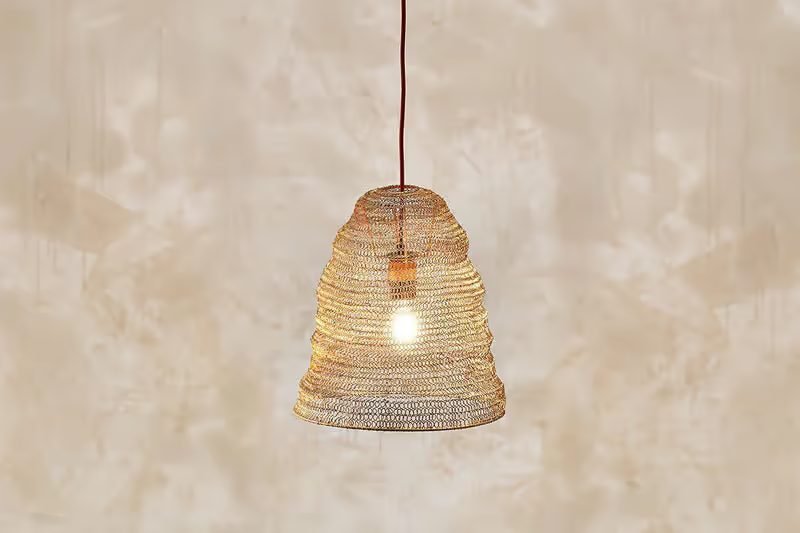 Nkuku - Jatani Wire Lampshade - Antique Brass - Small Oval
