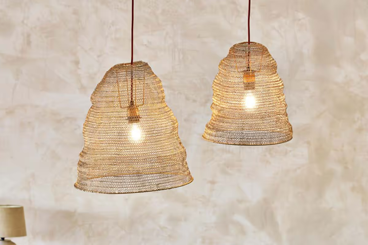 Nkuku - Jatani Wire Lampshade - Antique Brass - Small Oval