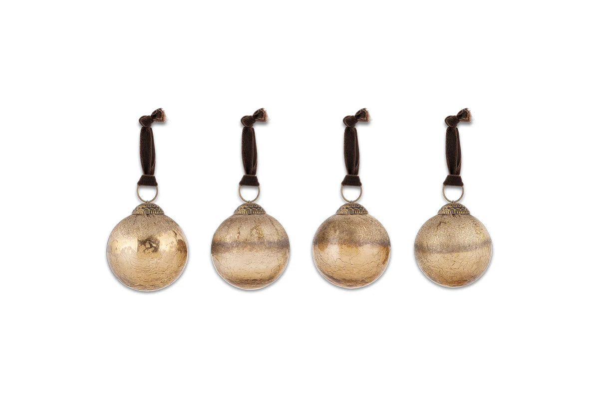 Nkuku Konara Baubles - Gold Crackle (Set of 4)