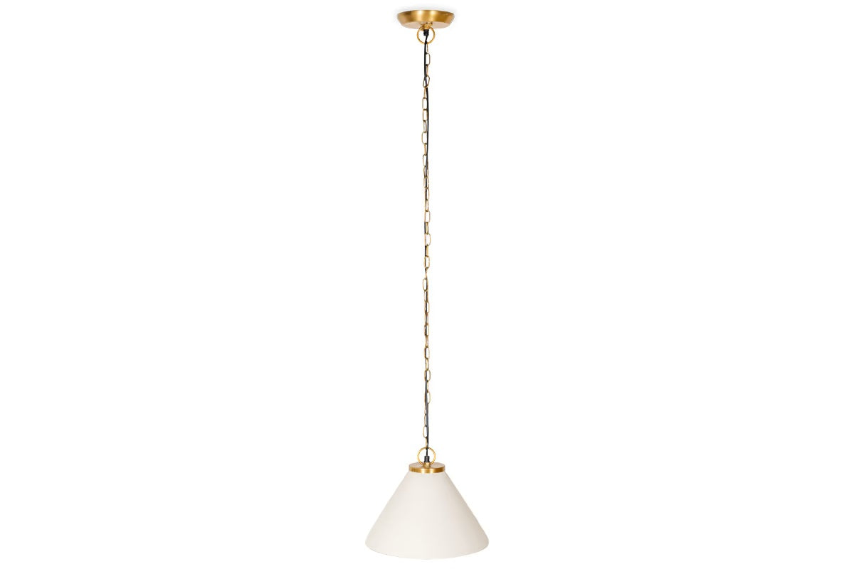 Nkuku Kiara Organic Shape Ceramic Pendant Light - Off White & Antique Brass