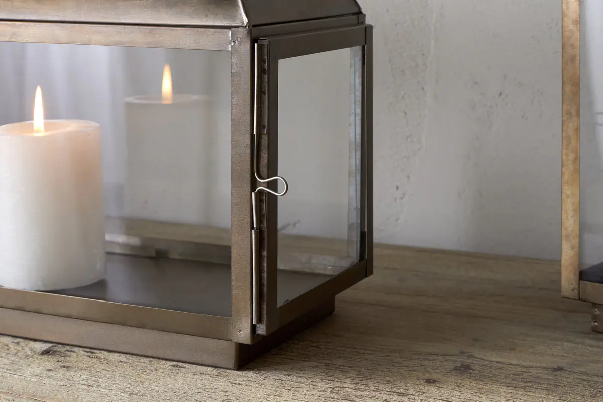 Nkuku - Kiwanda Wide Lantern - Antique Brass