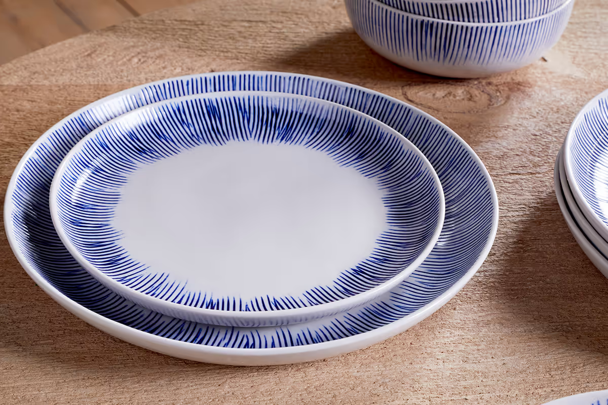 Nkuku - Karuma Dinnerware Set - Blue & White (Set of 12)