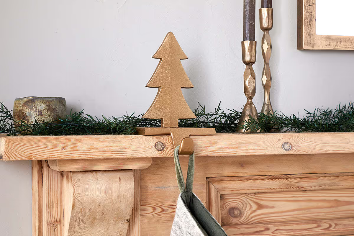 Nkuku - Kotta Stocking Tree Holder - Antique Brass