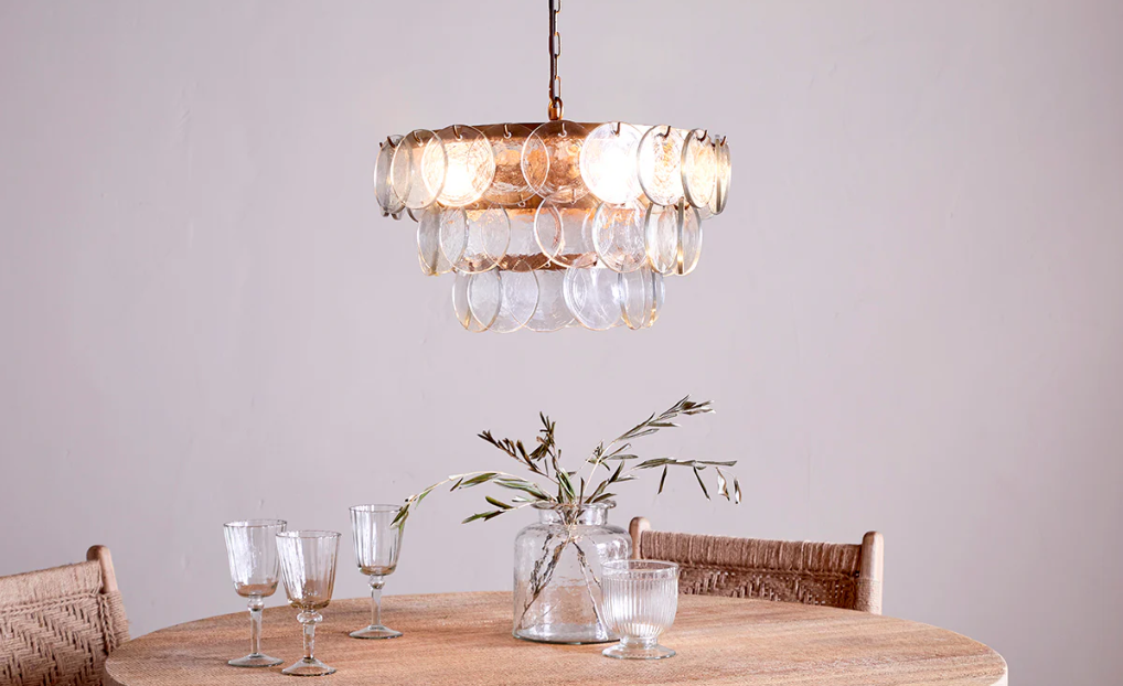 Nkuku Kagitha Recycled Glass Chandelier - Clear