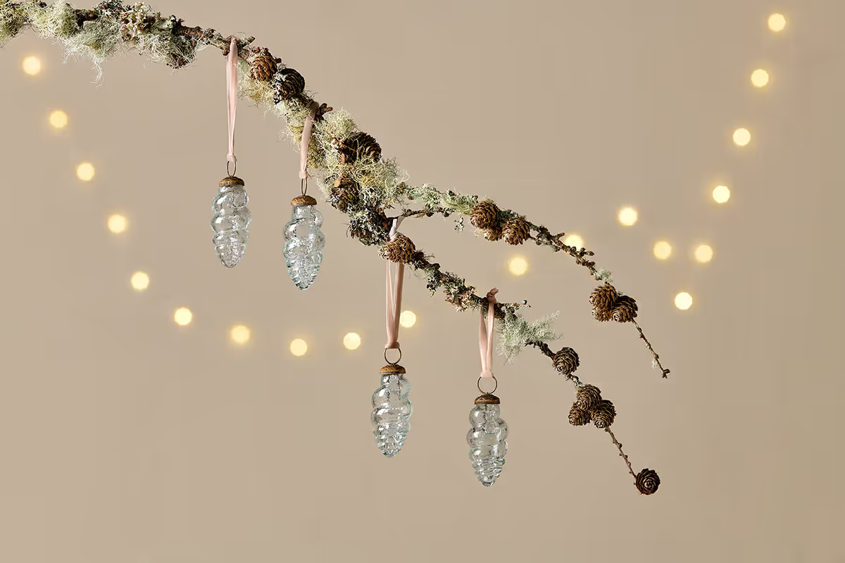 Nkuku - Khol Shell Baubles - Clear Antique (Set of 4)