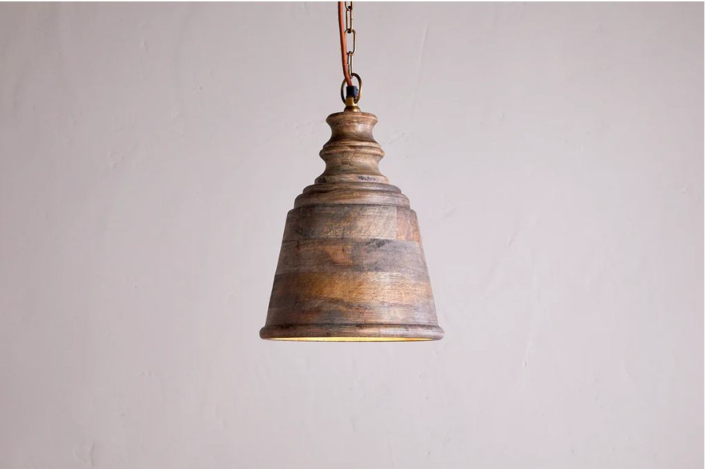 Nkuku Koma Mango Wood Pendant - Ash Stain