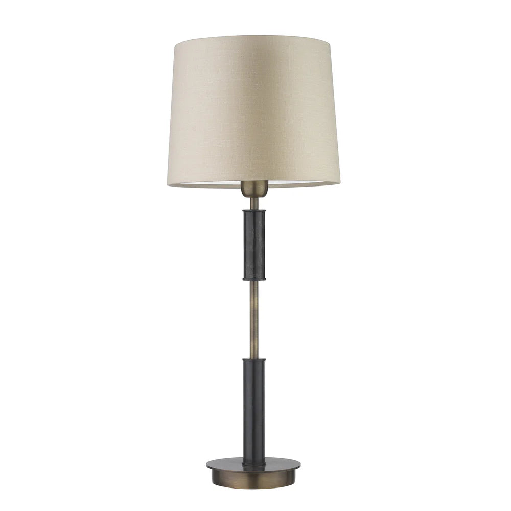 Northern Light - Lasdun Table Lamp Large - Old English Brass Light Carbonne Finish - 10" Soho Drum Saxon Ivory Shade