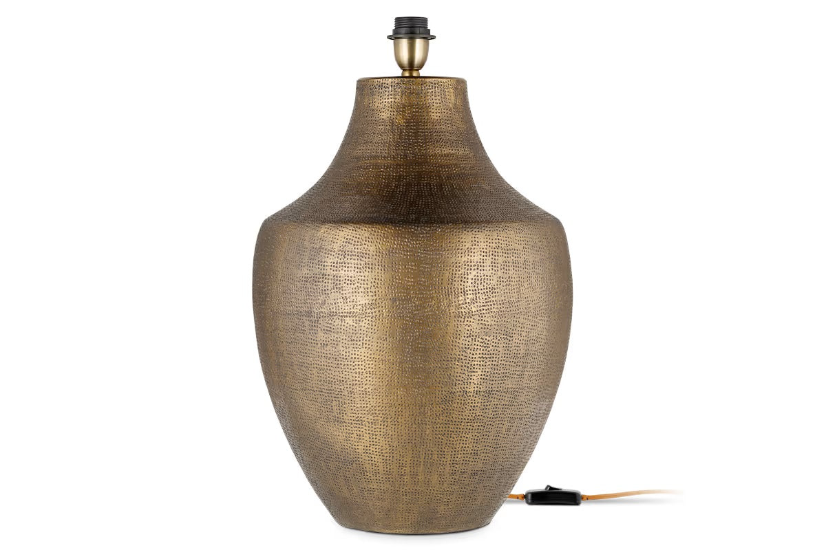 Nkuku Tanda Etched Statement Table Lamp - Antique Brass - Extra Large