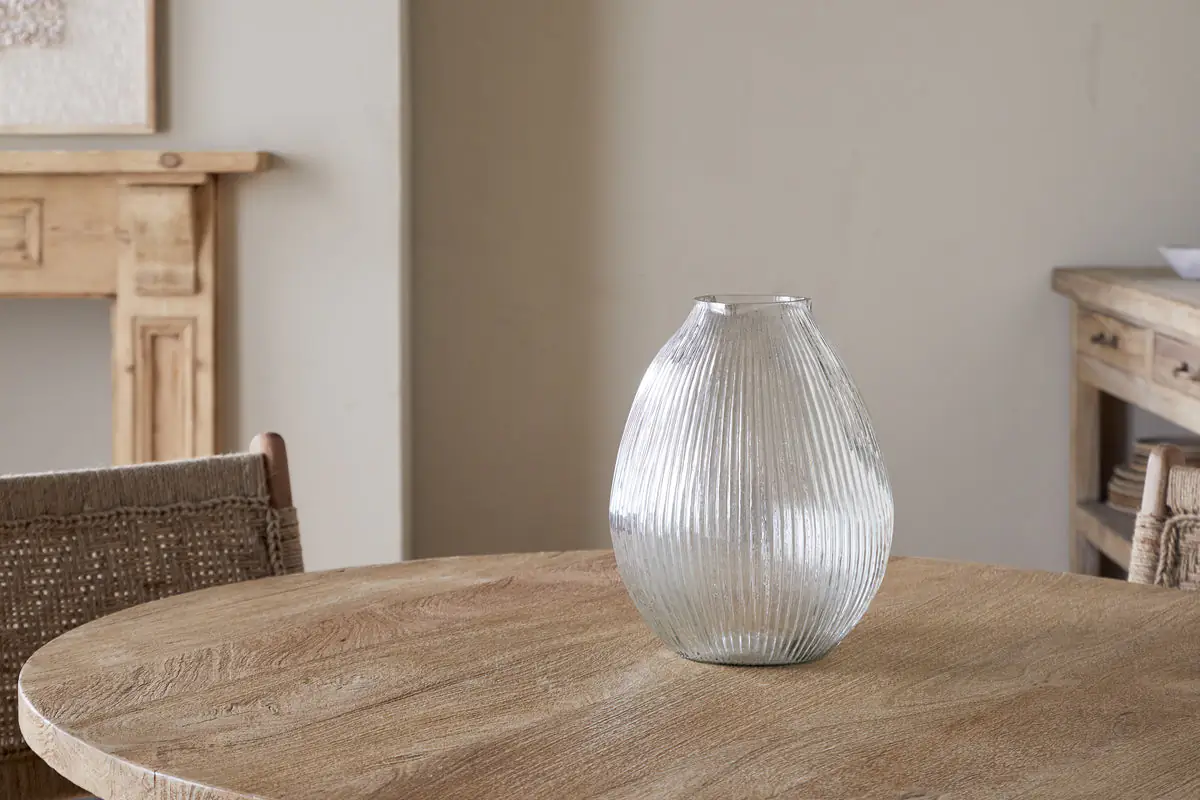 Nkuku - Linsy Ribbed Glass Vase - Clear - Small