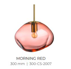 SALE Hadeland Glassverk Crystal Stone pendant - 350mm - Morning Red - Brass fitting