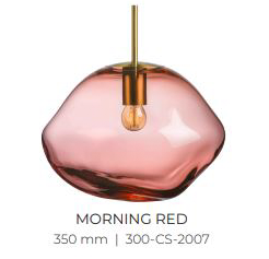 SALE Hadeland Glassverk Crystal Stone pendant - 350mm - Morning Red - Brass fitting