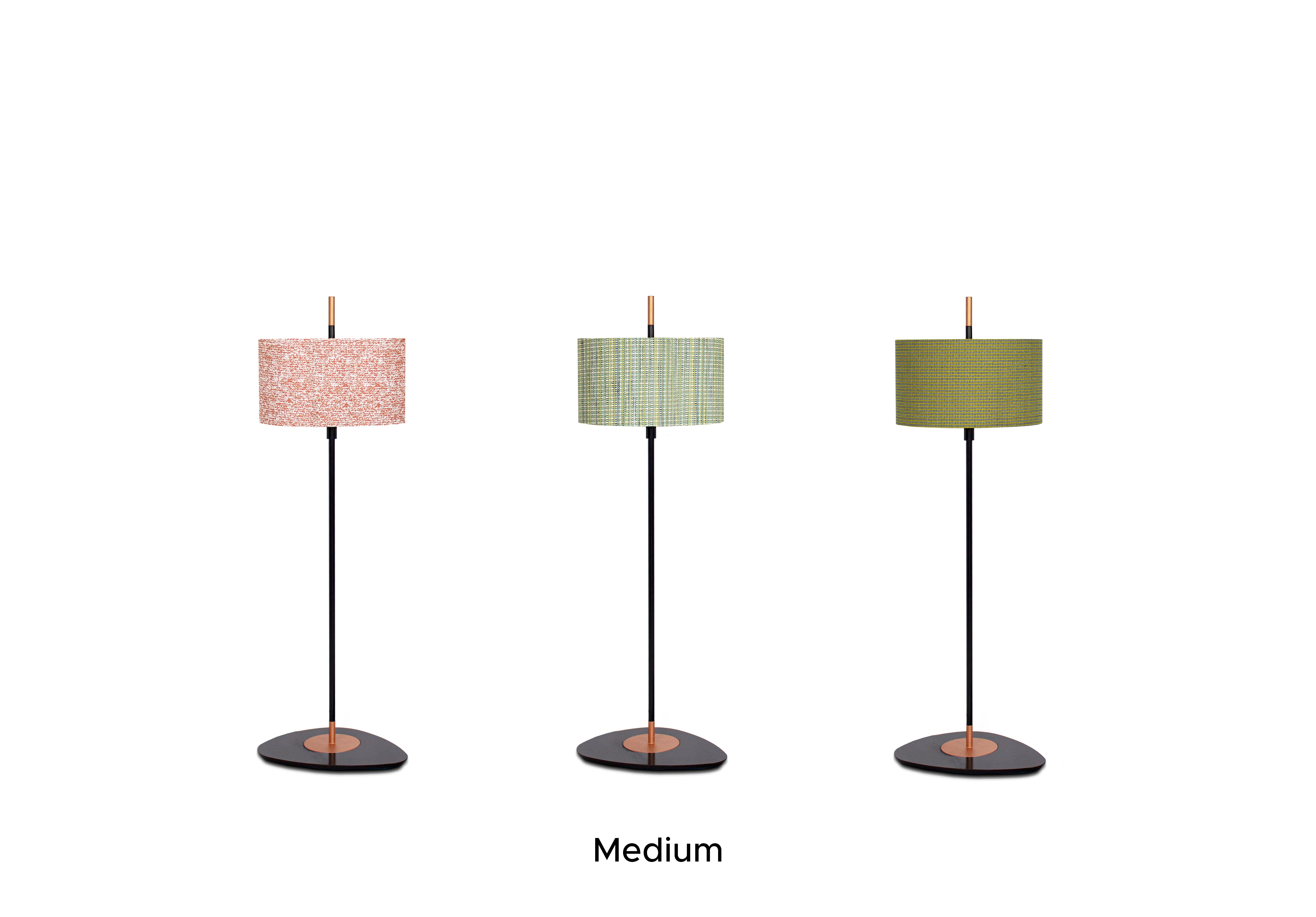 Contardi Lighting Lagoon Floor Lamp - Medium- Matt black Finish Copper Lacquered - Noumea Goyave (Pierre Frey)