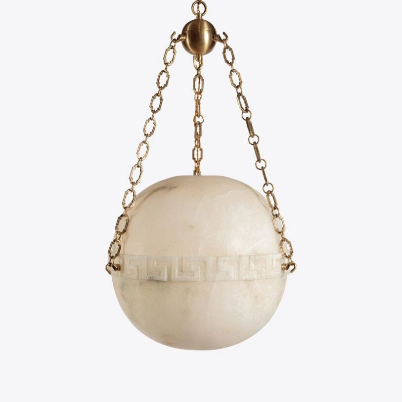 Pure White Lines Elissa Alabaster Pendant - Large
