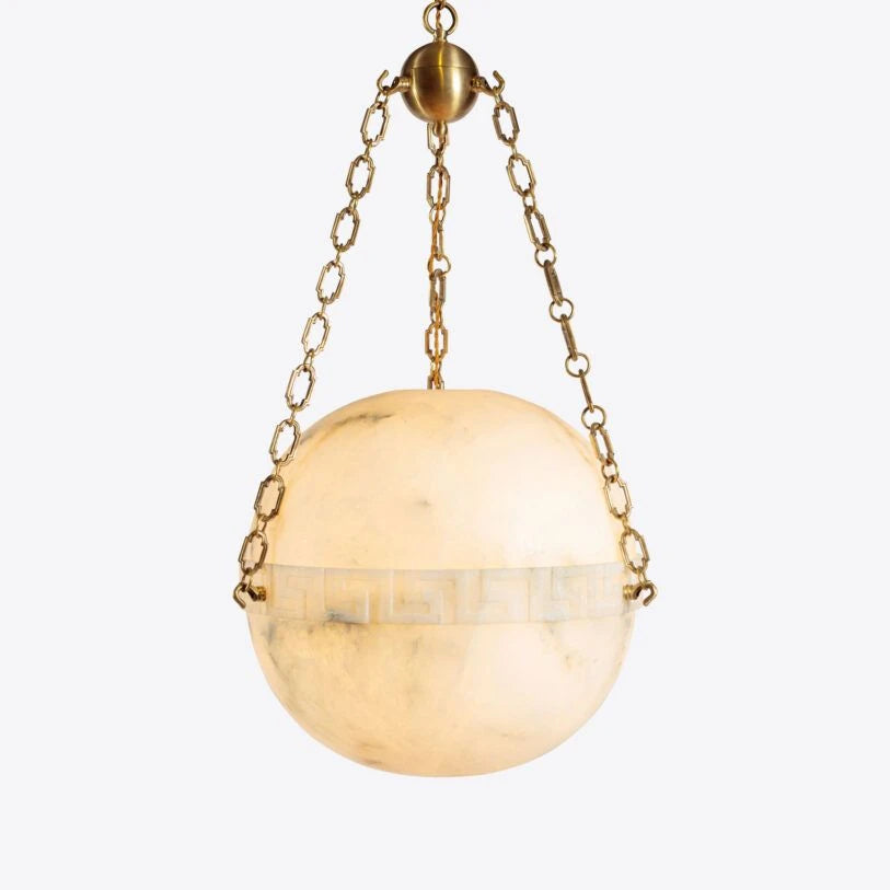 Pure White Lines Elissa Alabaster Pendant - Large