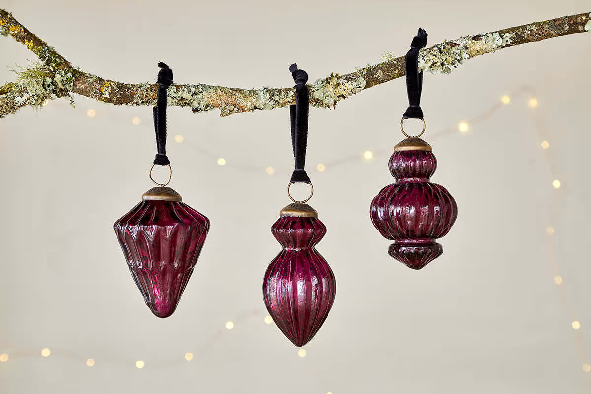 Nkuku - Manipur Baubles - Ruby (Set of 3)