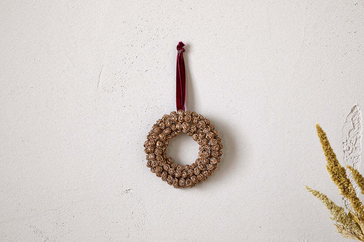 Nkuku - Madhi Mini Wreath Bauble - Brass