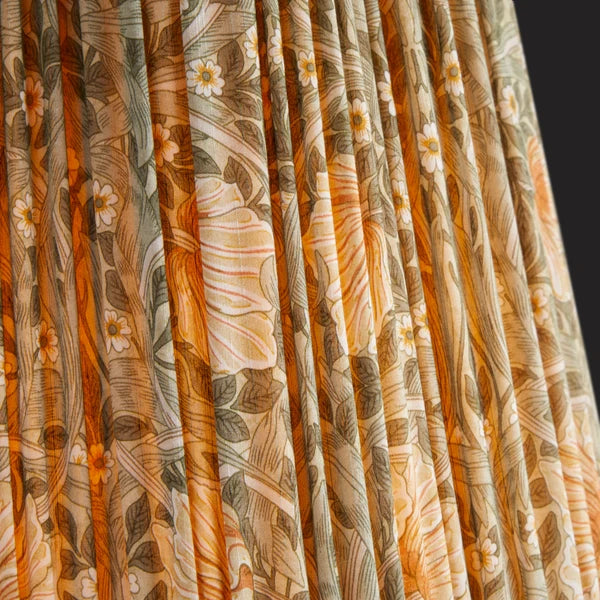 Pooky - 35cm Scalloped Tall Tapered Shade - Bay Leaf & Manilla Silk Pimpernel - Morris & Co.