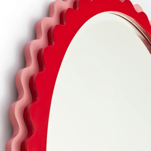 Pooky - Frill Mirror - Pink and Red