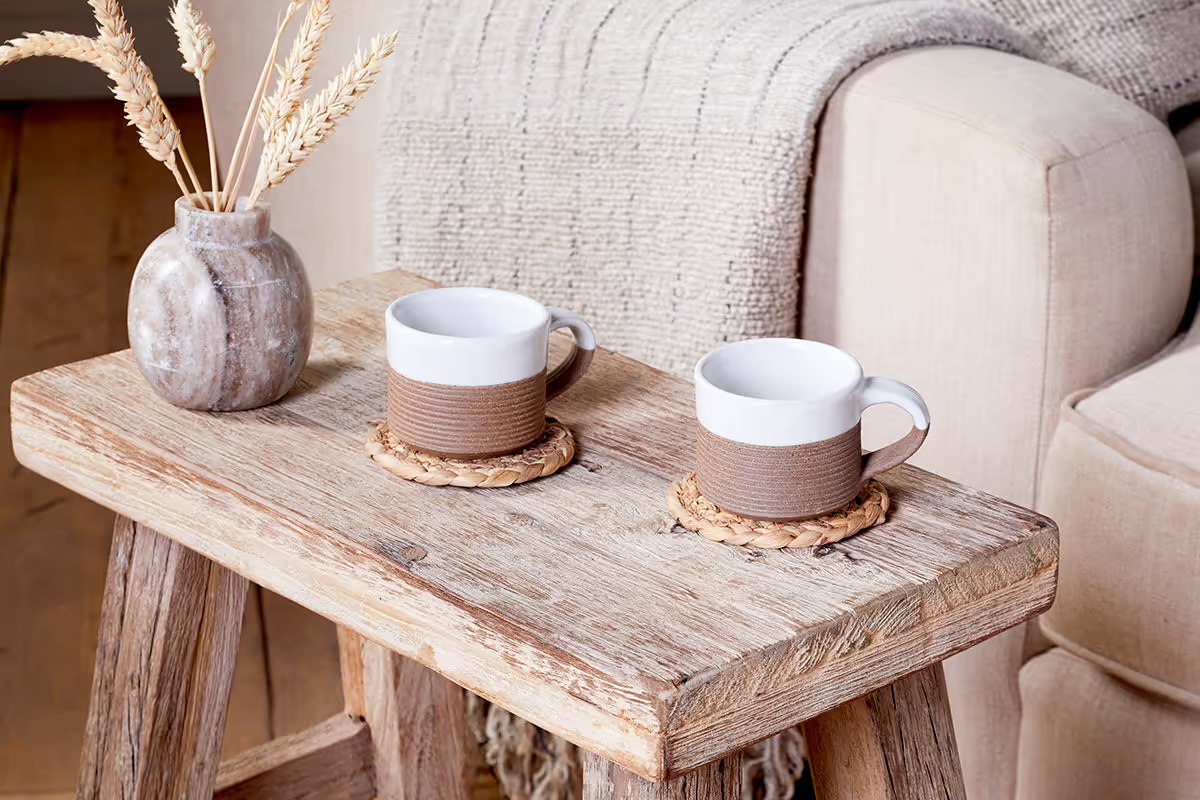 Nkuku - Mali Ribbed Espresso Mug - White (Set of 2)