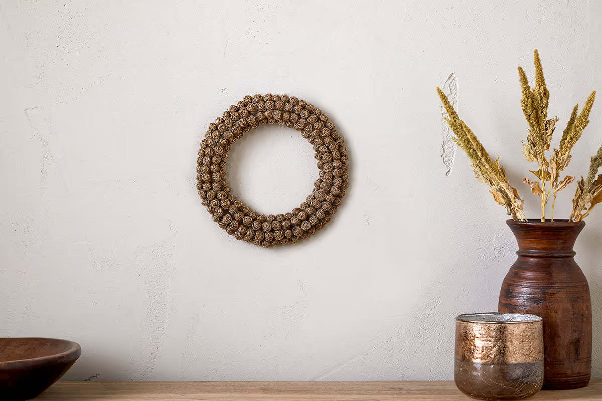 Nkuku - Madhi Wire Ball Wreath - Brass - Small