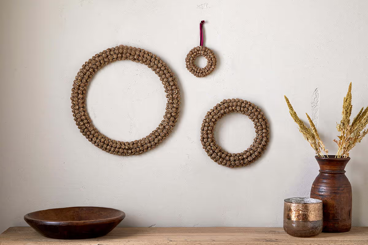 Nkuku - Madhi Wire Ball Wreath - Brass - Small