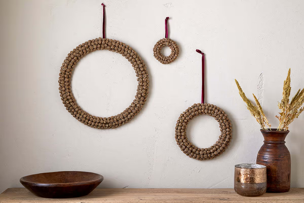 Nkuku - Madhi Mini Wreath Bauble - Brass