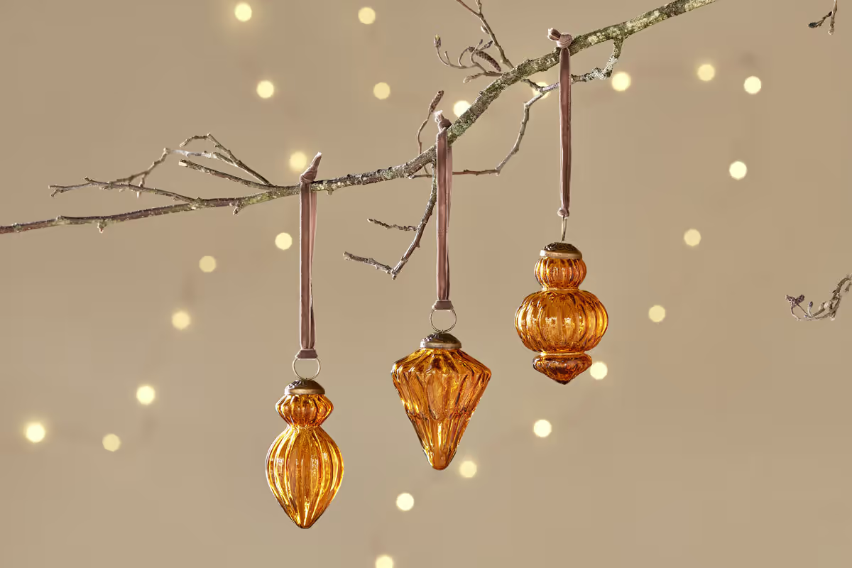 Nkuku - Manipur Baubles - Amber (Set of 3)