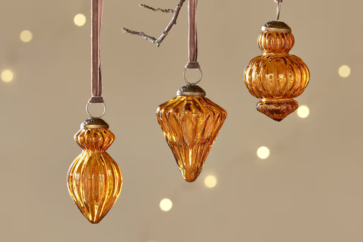 Nkuku - Manipur Baubles - Amber (Set of 3)
