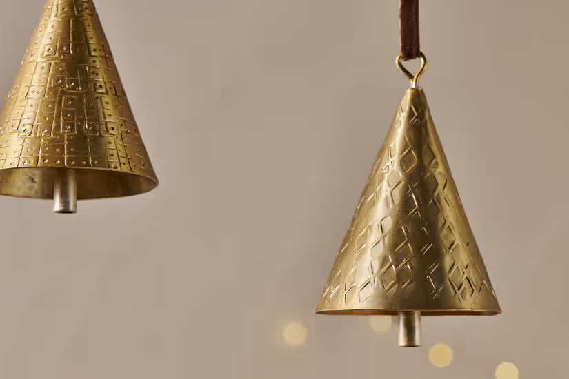 Nkuku - Manya Metal Bell Baubles - Brass - (Set of 3)