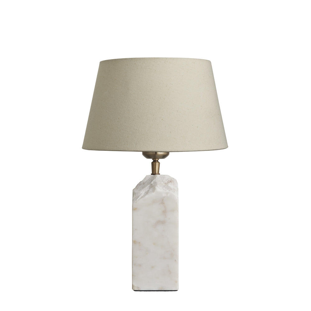 Industville - Marble Medium Ridge Table Lamp - White - Empire Cotton Shade
