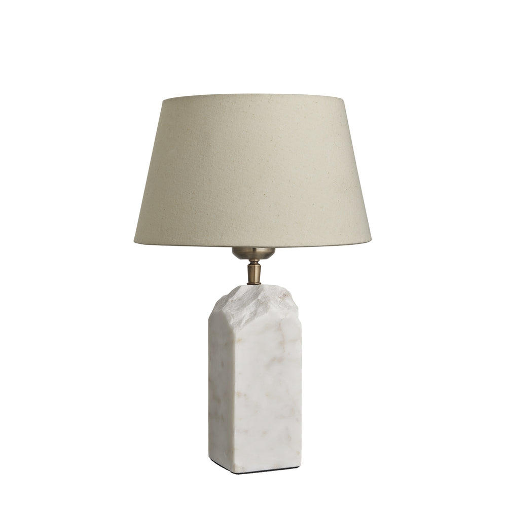 Industville - Marble Medium Ridge Table Lamp - White - Empire Cotton Shade
