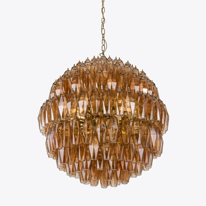 Pure White Lines Amber Pallina Chandelier