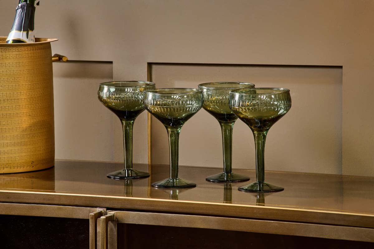 Nkuku - Mila Champagne Glass - Dark Emerald - (Set of 4)