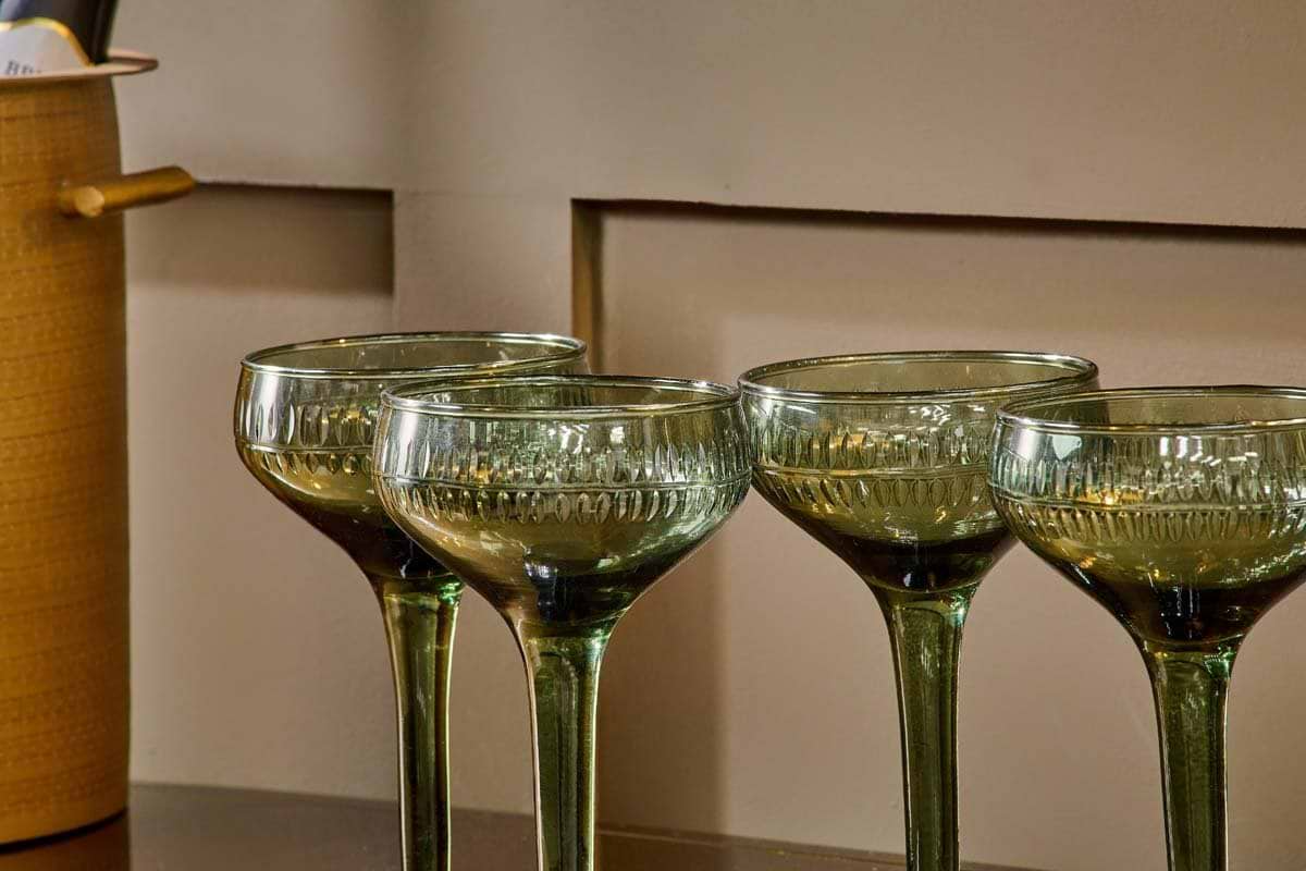 Nkuku - Mila Champagne Glass - Dark Emerald - (Set of 4)