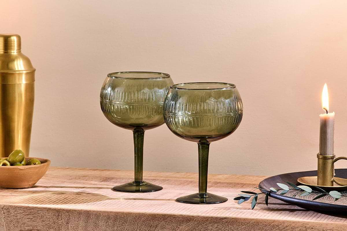 Nkuku - Mila Gin Glass - Dark Emerald - (Set of 2)