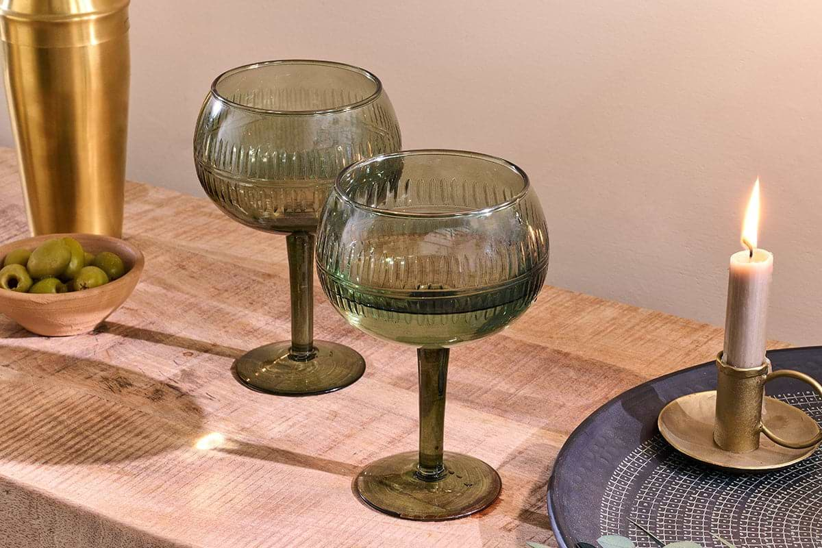 Nkuku - Mila Gin Glass - Dark Emerald - (Set of 2)