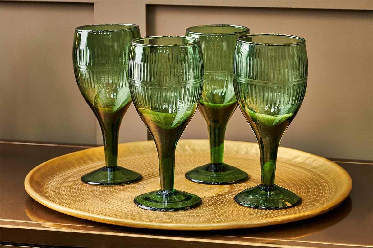 Nkuku - Mila Wine Glass - Dark Emerald (Set of 4)