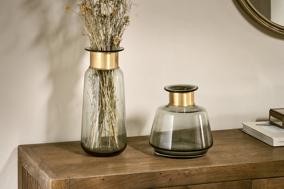 Nkuku - Miza Glass Vase - Smoke - Large
