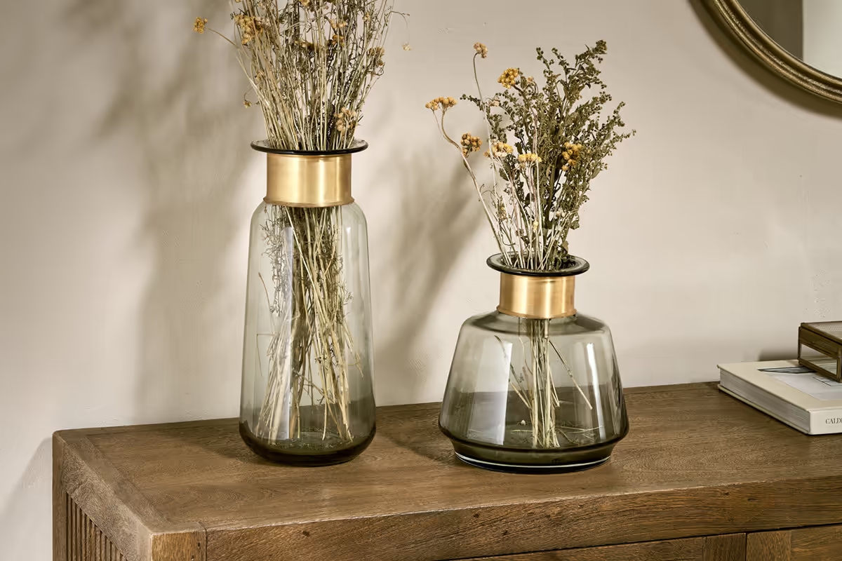 Nkuku - Miza Glass Vase - Smoke - Small