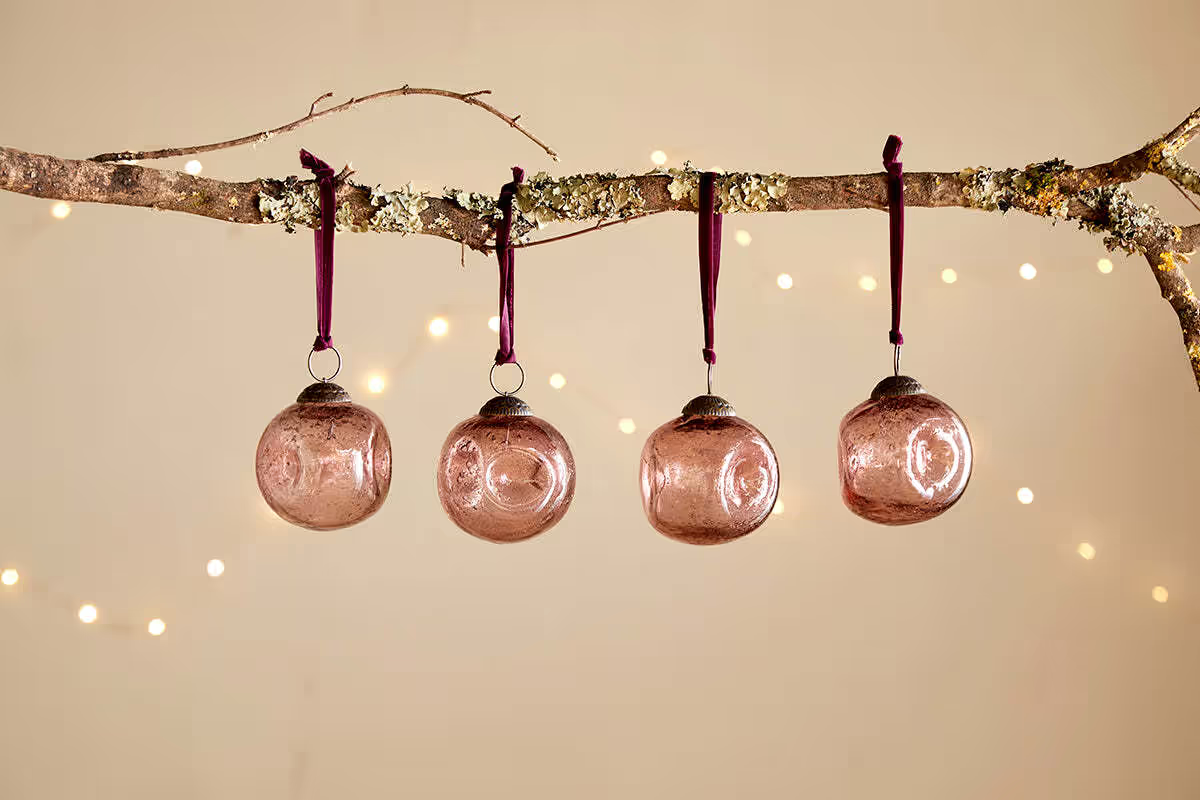 Nkuku - Nishan Pinched Baubles - Copper (Set of 4)