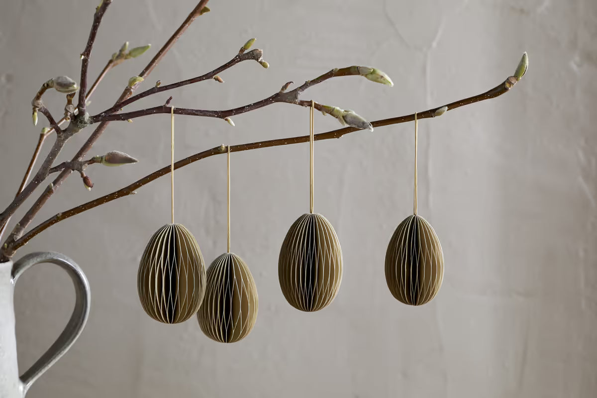 Nkuku - Piani Hanging Paper Decoration - Moss Green - Set of 4